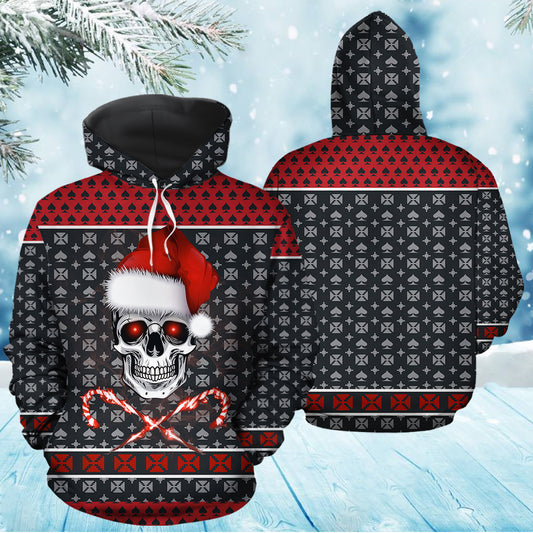 Skull Merry Christmas T0712 unisex womens & mens, couples matching, friends, funny family sublimation 3D hoodie christmas holiday gifts (plus size available)