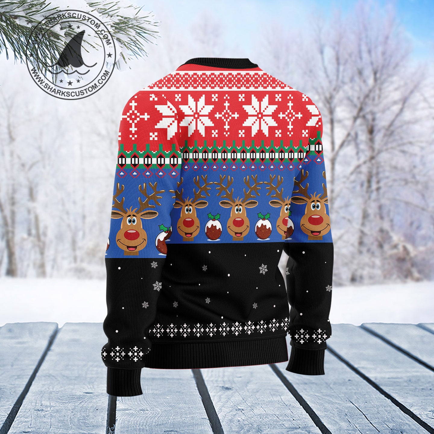 Reindeer Noel T0412 unisex womens & mens, couples matching, friends, funny family ugly christmas holiday sweater gifts (plus size available)