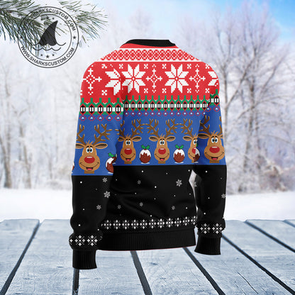 Reindeer Noel T0412 unisex womens & mens, couples matching, friends, funny family ugly christmas holiday sweater gifts (plus size available)