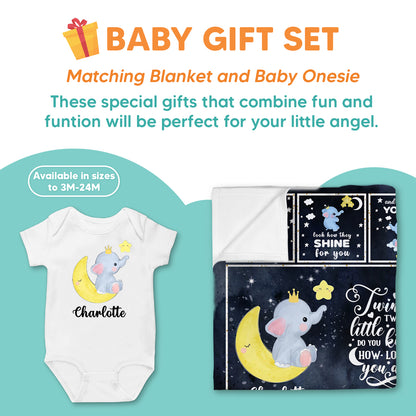 Elephant Little Star Personalized Baby Blanket