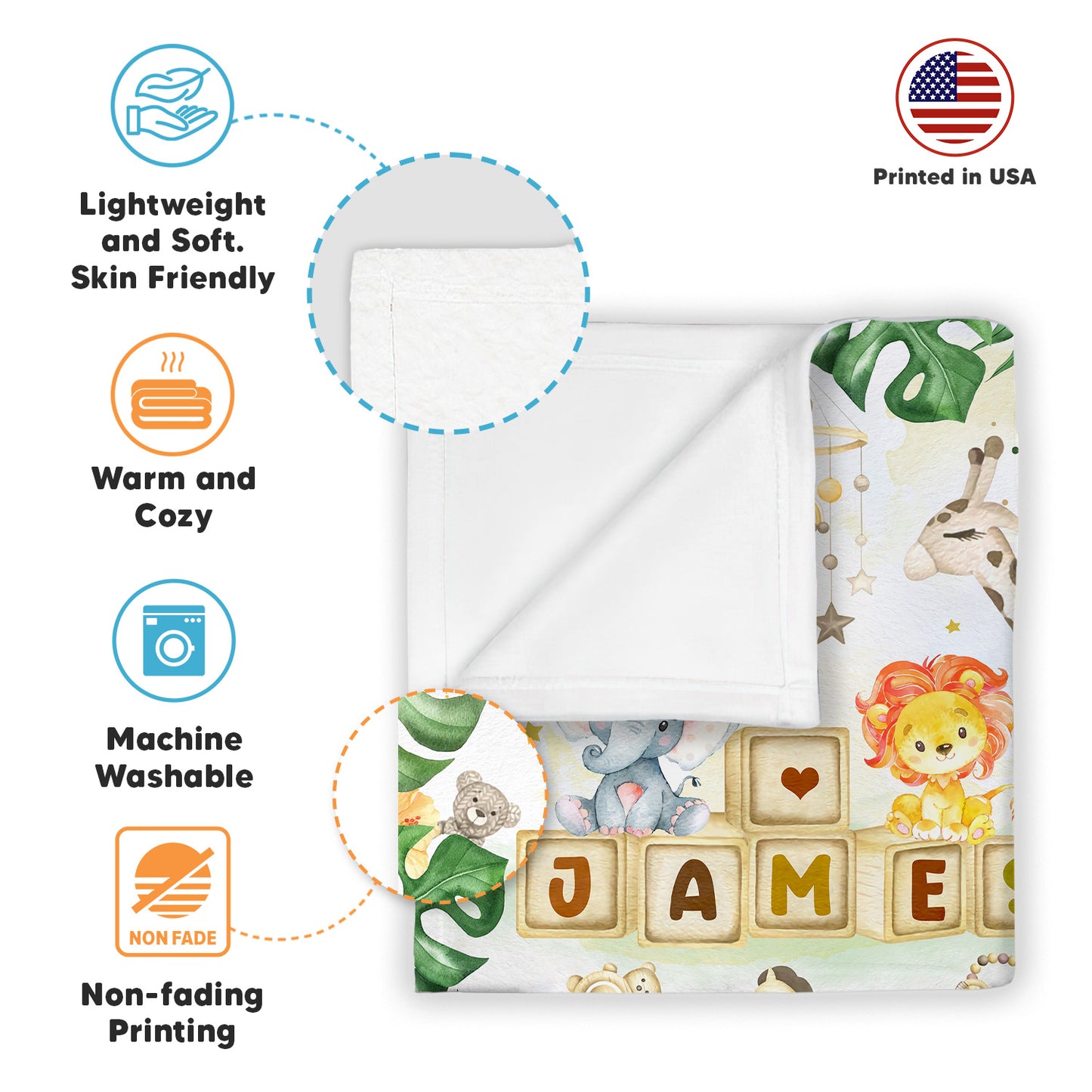 Cute Animal Personalized Baby Blanket