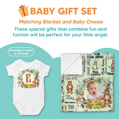 Cute Animal Custom Baby Blanket With Your Photo & Name