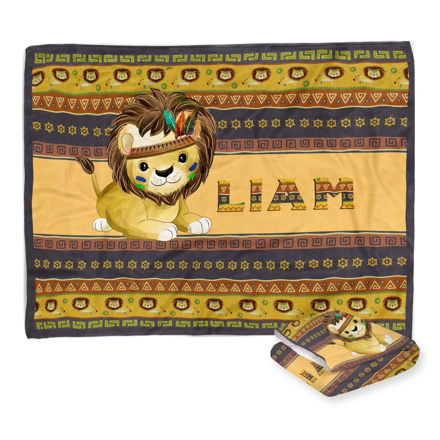 Tribal Lion Personalized Baby Blanket