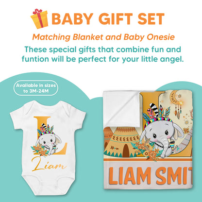 Custom Name & Clipart Native Animal Baby Blanket
