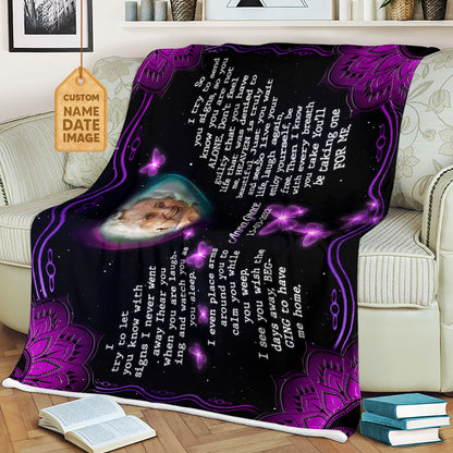 I Try To Let You Know With Signs Mandala Butterfly Custom Image Fleece Blanket