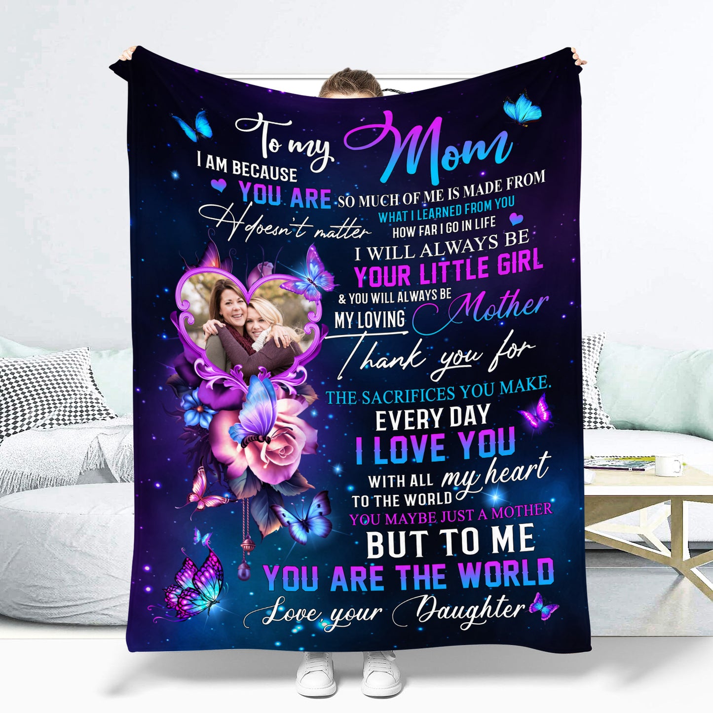 To My Mom You Are The World Custom Name Fleece Blanket