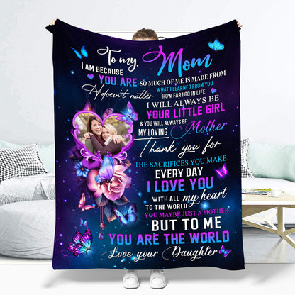To My Mom You Are The World Custom Name Fleece Blanket