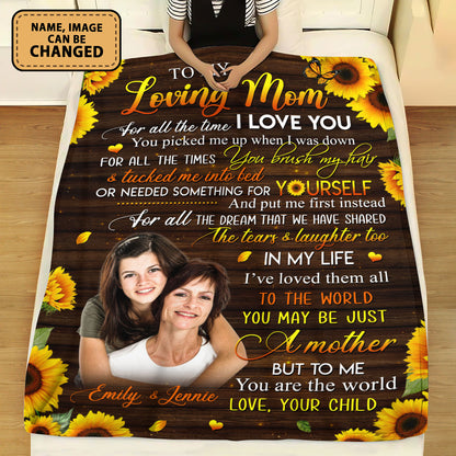 To My Loving Mom I Love You Personalized Fleece Blanket