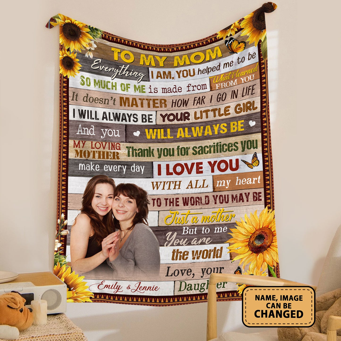 To My Mom Every Day I Love You Personalized Fleece Blanket