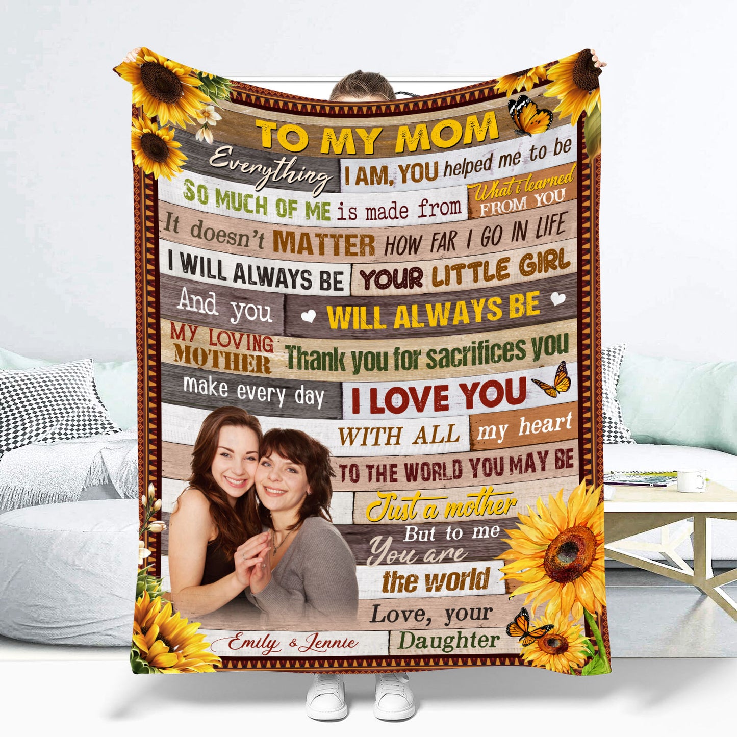 To My Mom Every Day I Love You Personalized Fleece Blanket