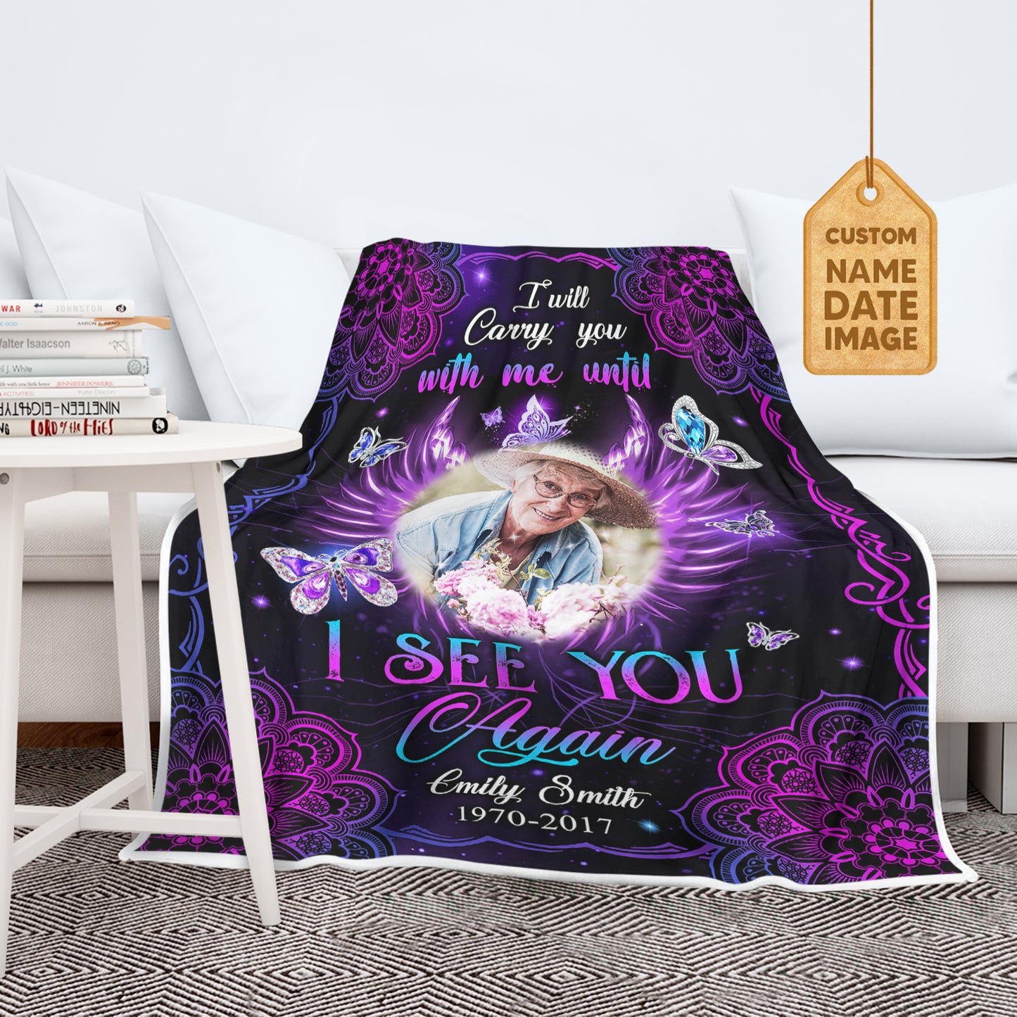 I Will Carry You With Me Until I See You Again Memorial Fleece Blanket