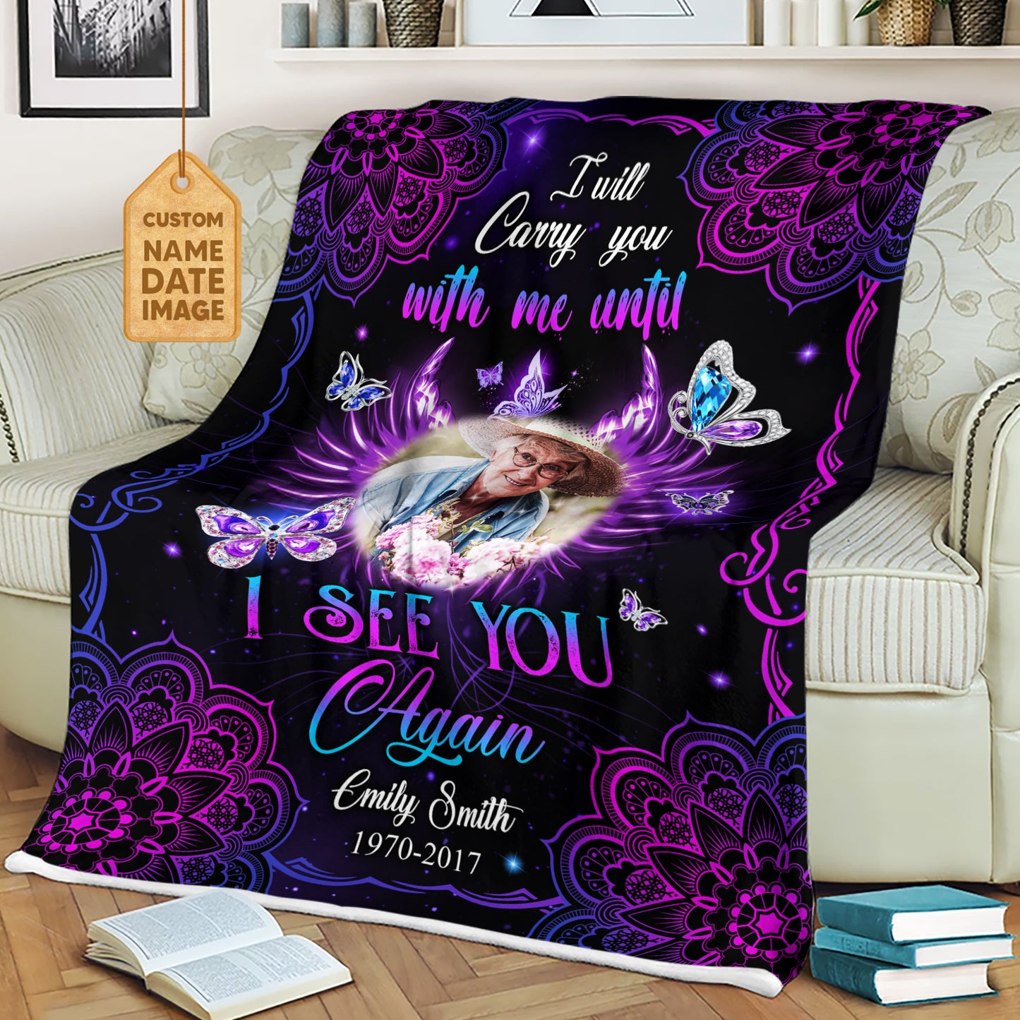 I Will Carry You With Me Until I See You Again Memorial Fleece Blanket