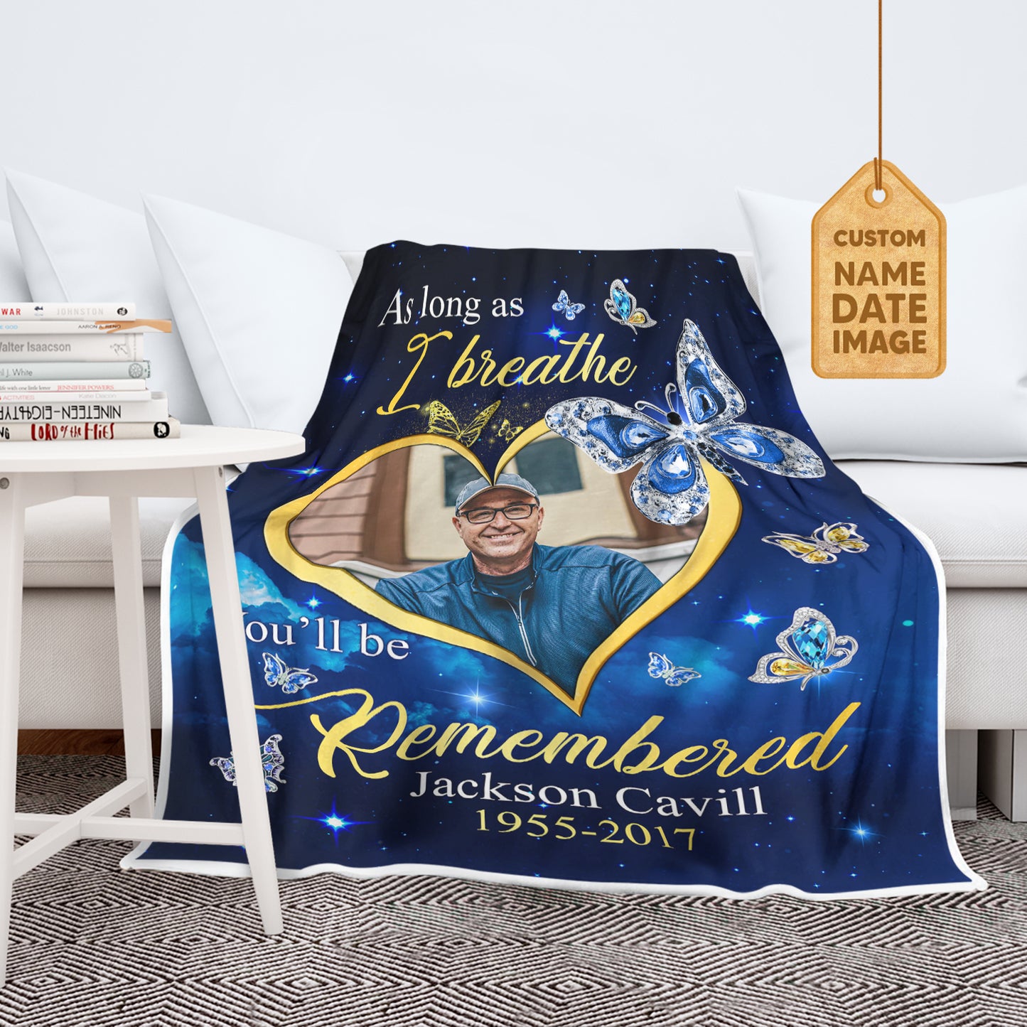 As Long As I Breathe You'll Be Remembered Memorial Fleece Blanket