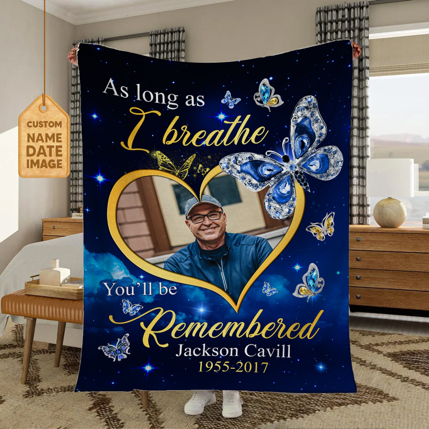 As Long As I Breathe You'll Be Remembered Memorial Fleece Blanket