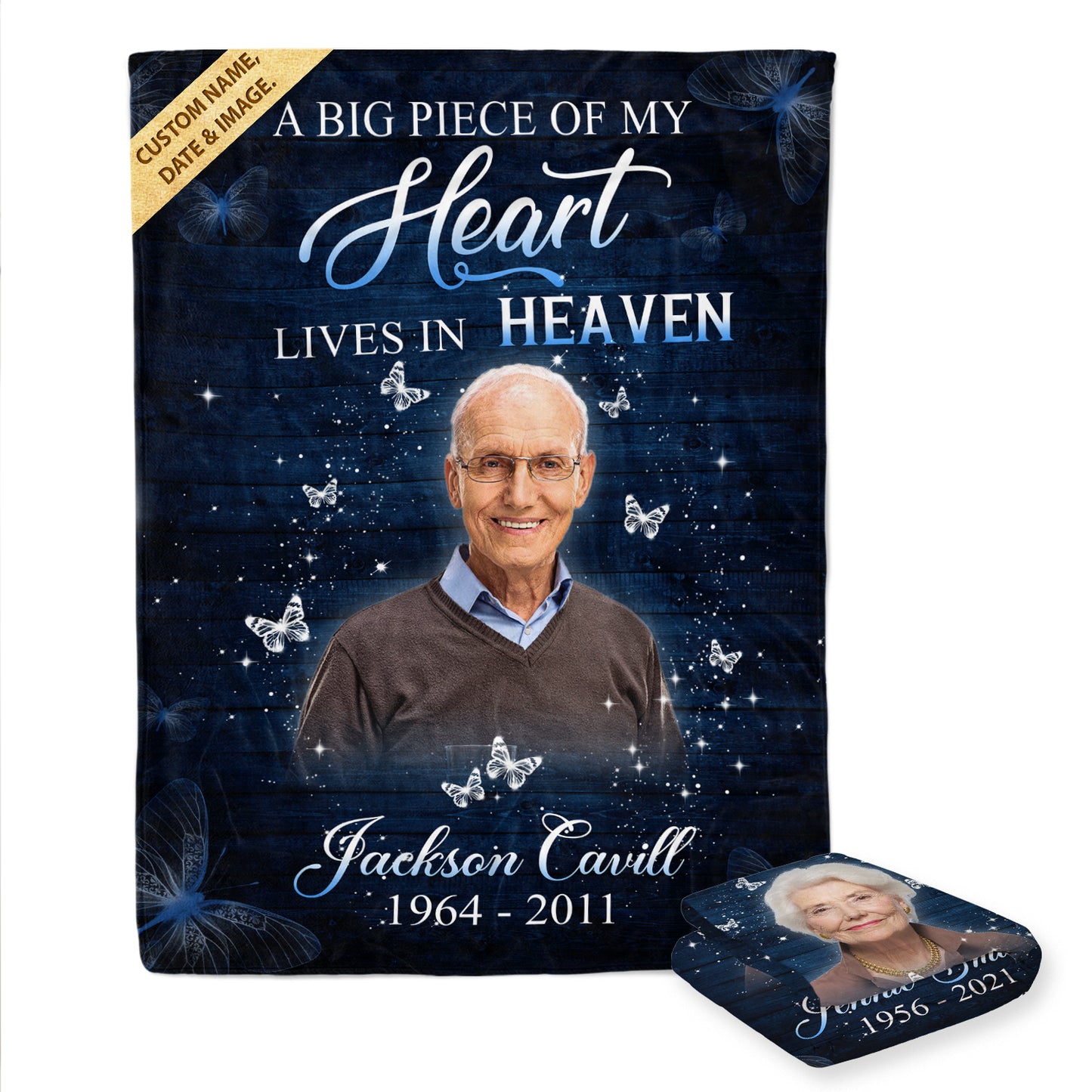 A Big Piece Of My Heart Lives In Heaven Memorial Fleece Blanket