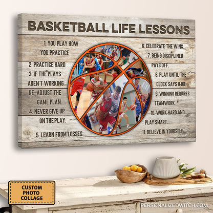Personalized Basketball Life Lessons Custom Image Canvas