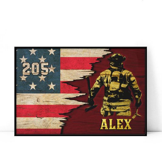Firefighter Flag American Personalized Poster