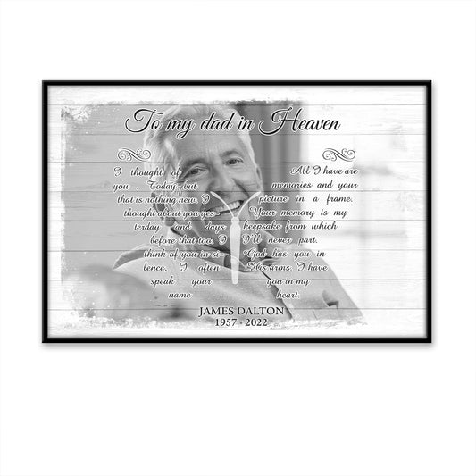 To My Dad In Heaven Custom Image Date Of Life Loss Of Dad Husband Poster