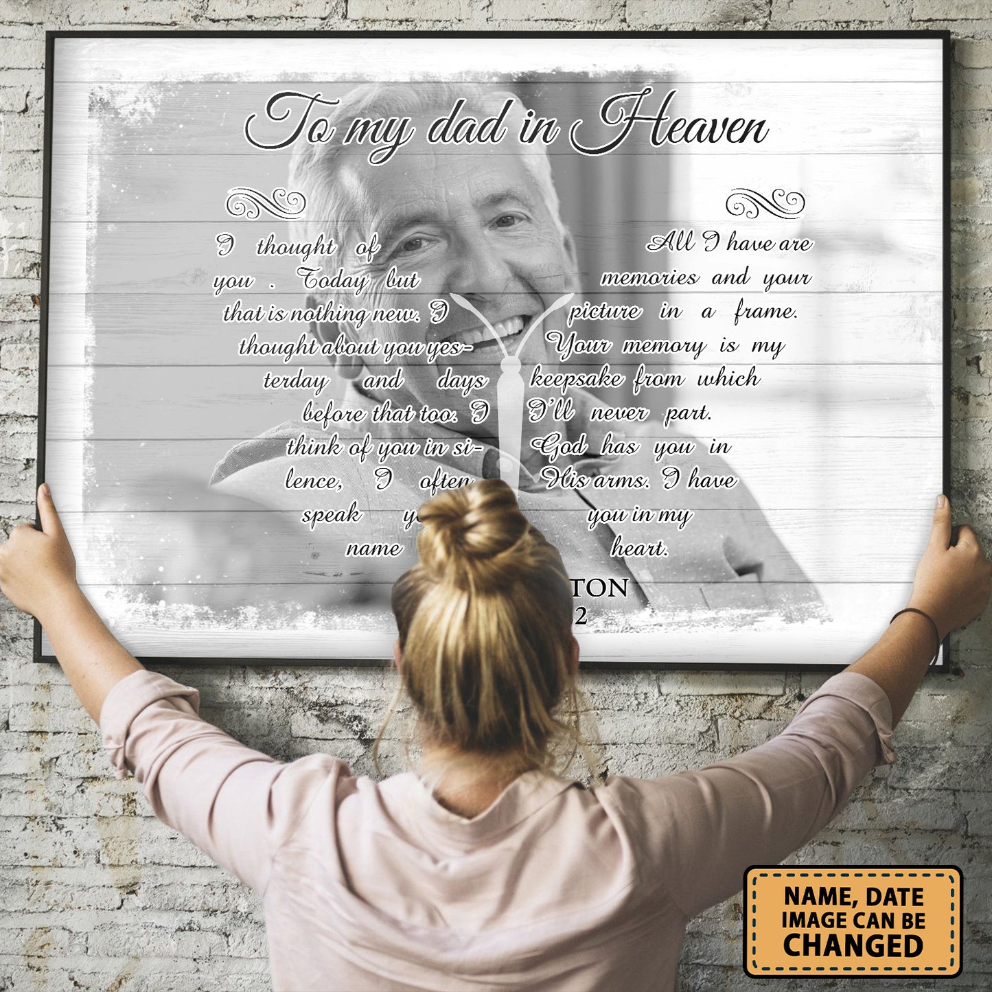 To My Dad In Heaven Custom Image Date Of Life Loss Of Dad Husband Poster