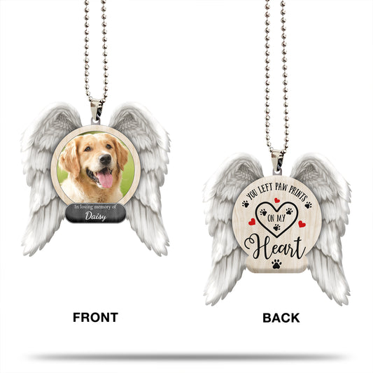 Personalized Dog Memorial Wooden Car Ornament