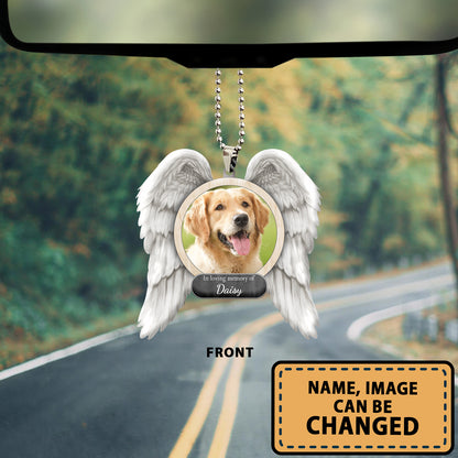 Personalized Dog Memorial Wooden Car Ornament