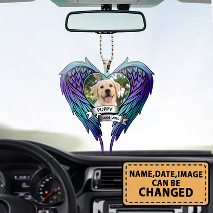 Personalized Dog Memorial 5 Wooden Car Ornament