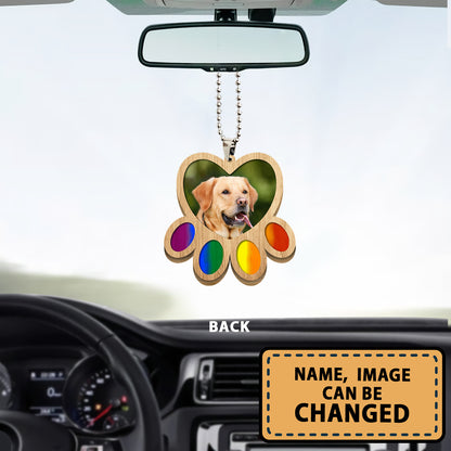 Personalized Dog Memorial 3 Wooden Car Ornament