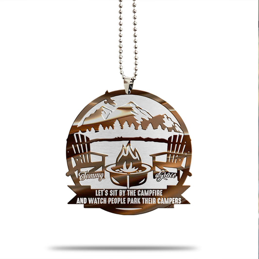 Personalized Camping Car Ornament Let's Sit By The Campfire Husband Wife Camping Car Ornament