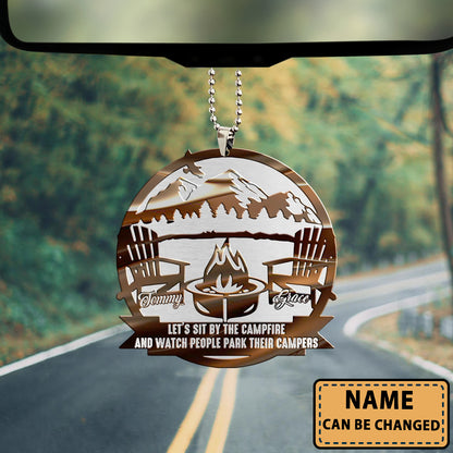 Personalized Camping Car Ornament Let's Sit By The Campfire Husband Wife Camping Car Ornament
