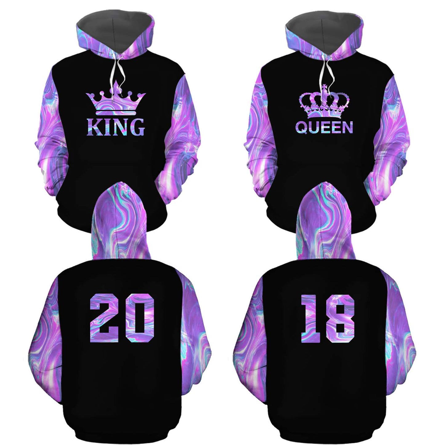 Matching 3D All Over Print Hoodie King And Queen 1 Personalizedwitch For Couple