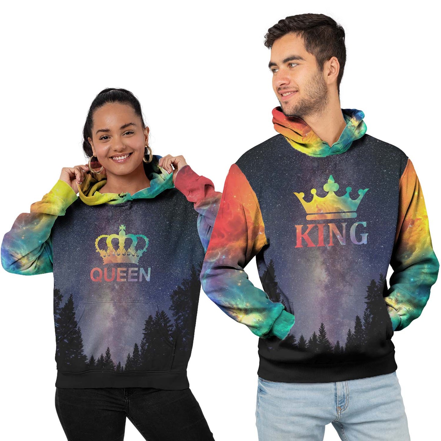 Matching 3D All Over Print Hoodie King And Queen 2 Personalizedwitch For Couple