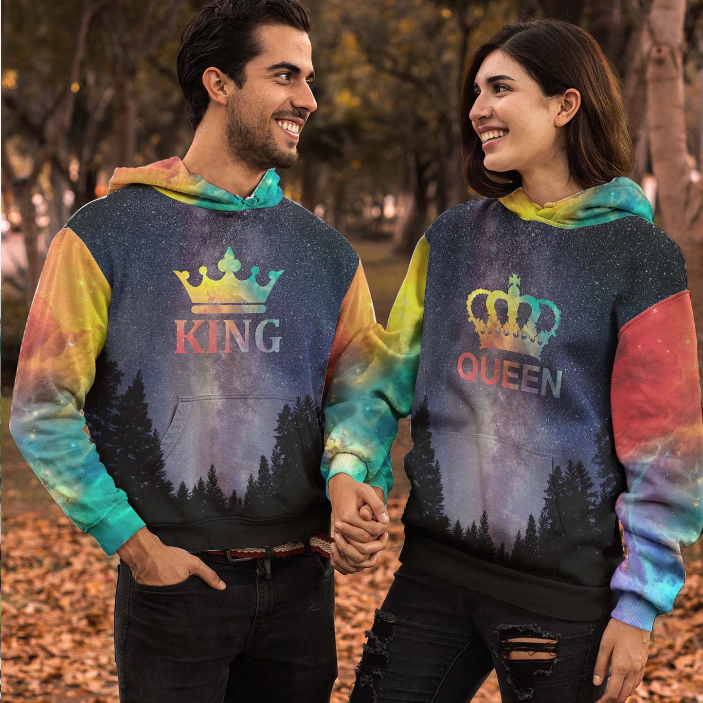 Matching 3D All Over Print Hoodie King And Queen 2 Personalizedwitch For Couple