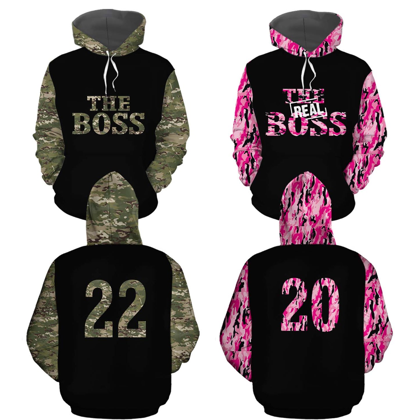 Matching 3D  All Over Print Hoodie The Boss The Real Boss 1 Personalizedwitch For Couple