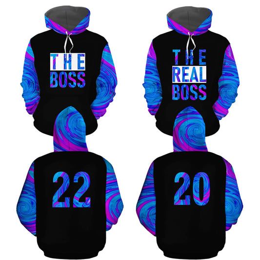 Matching 3D All Over Print Hoodie The Boss The Real Boss 3 Personalizedwitch For Couple