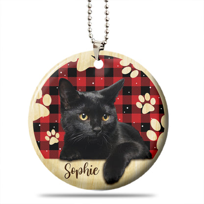 Black Cat Beauty Custom Name Wooden Car Ornament