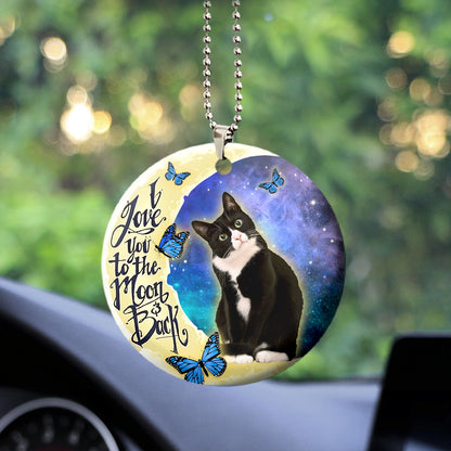 Black Cat I Love You To The Moon And Back Wooden Car Ornament 2