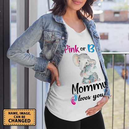 Short Sleeve Maternity Tops Shirts Custom Mama Baby Bear Pink Or Blue Mommy Loves You Pregnancy Clothes