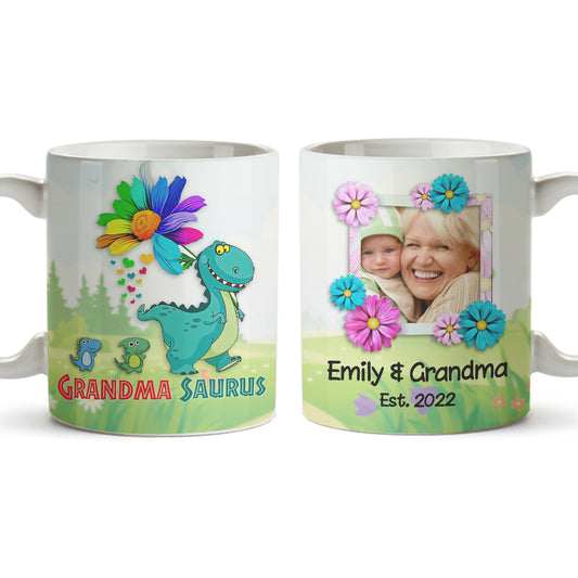 Personalized Grandmsaurus New Grandma Gifts Custom Grandkids Photo, Names Personalizedwitch