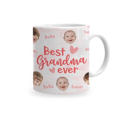 Personalized Funny Grandma Mug Best Grandma Grandpa Mom Dad Ever Custom Title Custom Face, Photo Family Coffee Mug