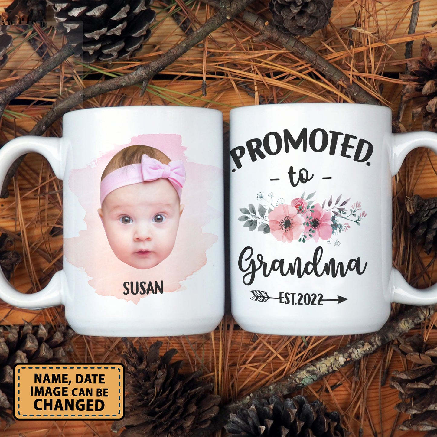 Personalized Funny Grandma Coffee Mug Custom Face Promoted To Grandma Gigi Nana Gift For Grandma, New Grandma