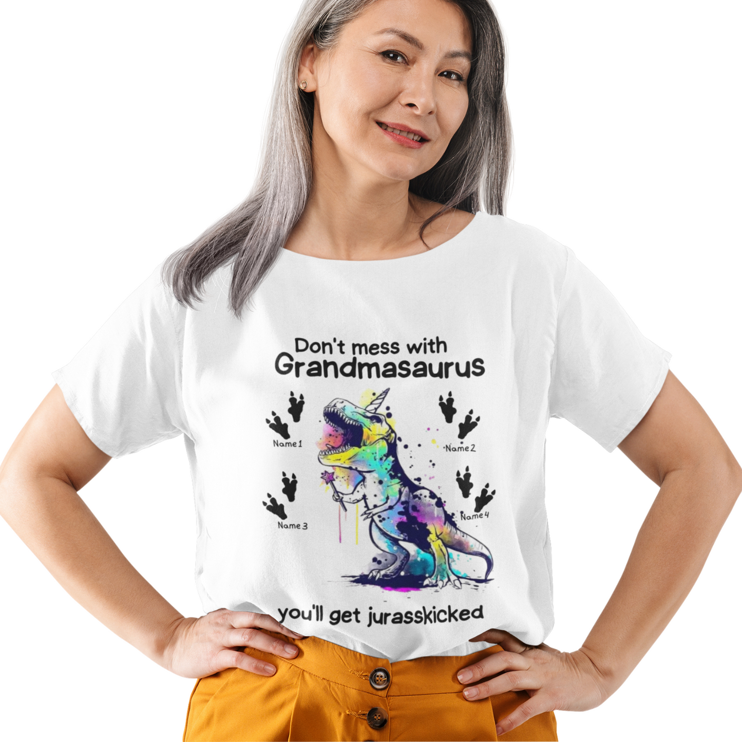 Don't Mess With Grandmasaurus Personalized Tshirt