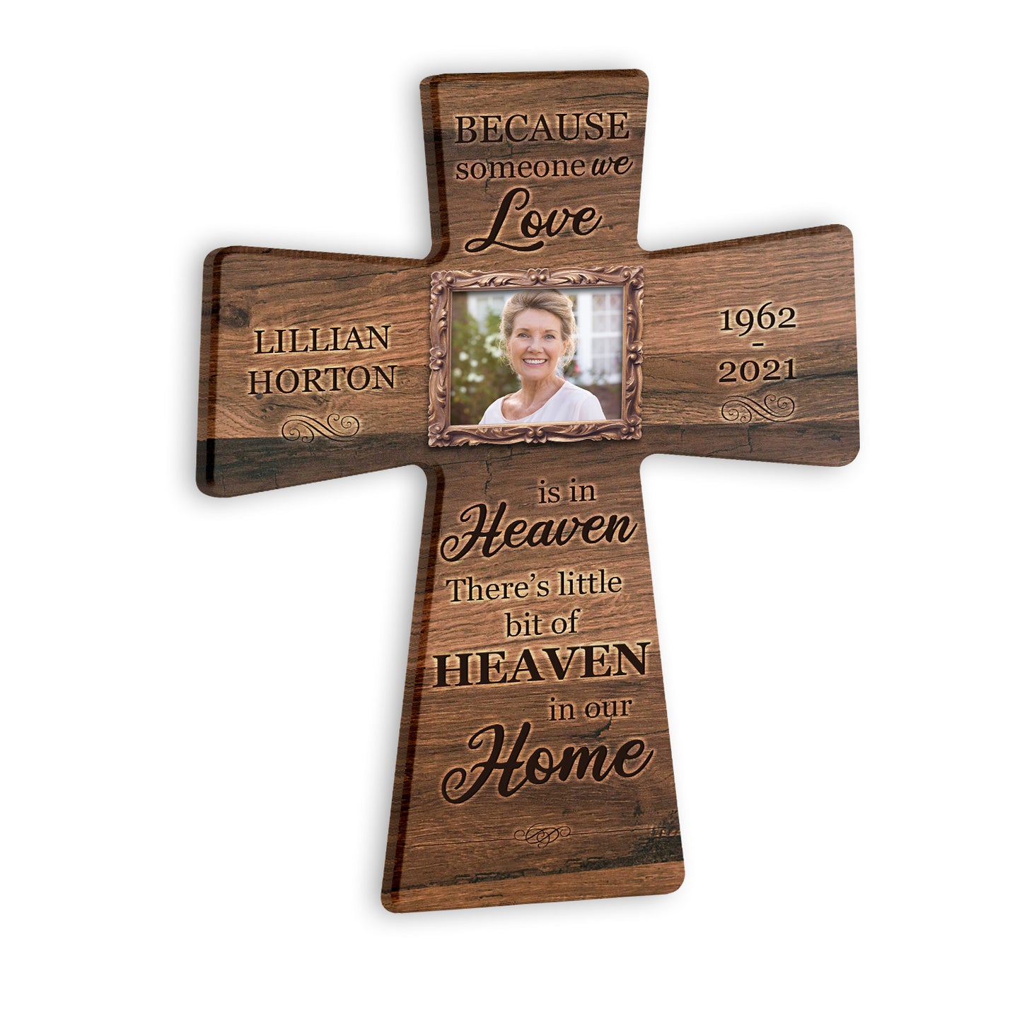Personalized Memorial Wooden Cross Sign Because Someone We Love Is In Heaven for Your Loved Angel Custom on Wood