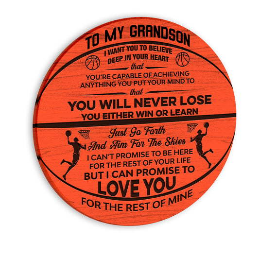 Custom Basketball To My Son, Grandson, Nephew Decor Round Wooden Sign
