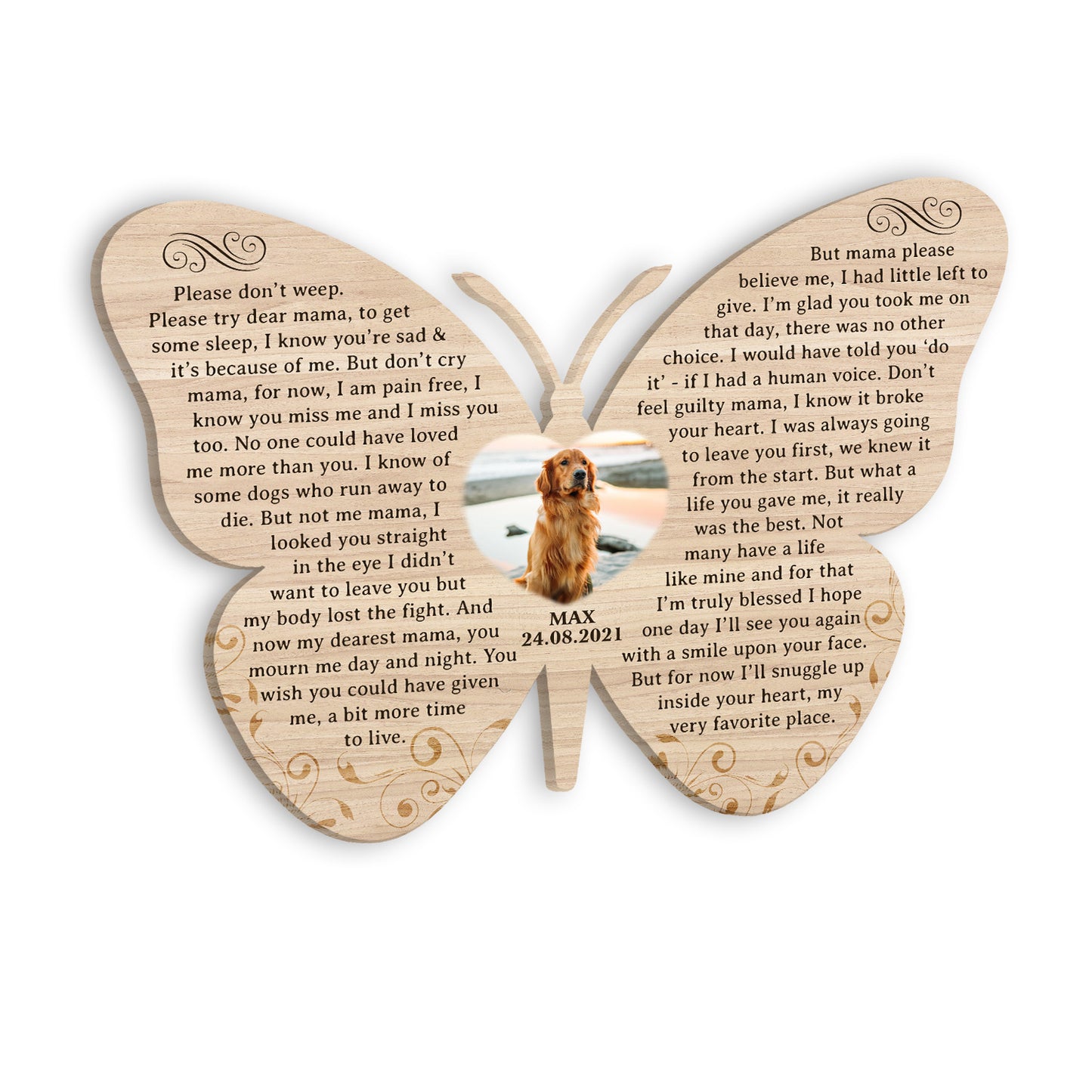 Personalized Dog Memorial Wooden Sign Keepsake Don't Cry Mama Custom Image
