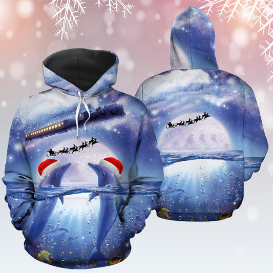 Dolphin Christmas T0611 - All Over Print Unisex Hoodie