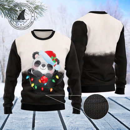 Panda Cup T0511 Ugly Christmas Sweater unisex womens & mens, couples matching, friends, funny family sweater gifts (plus size available)