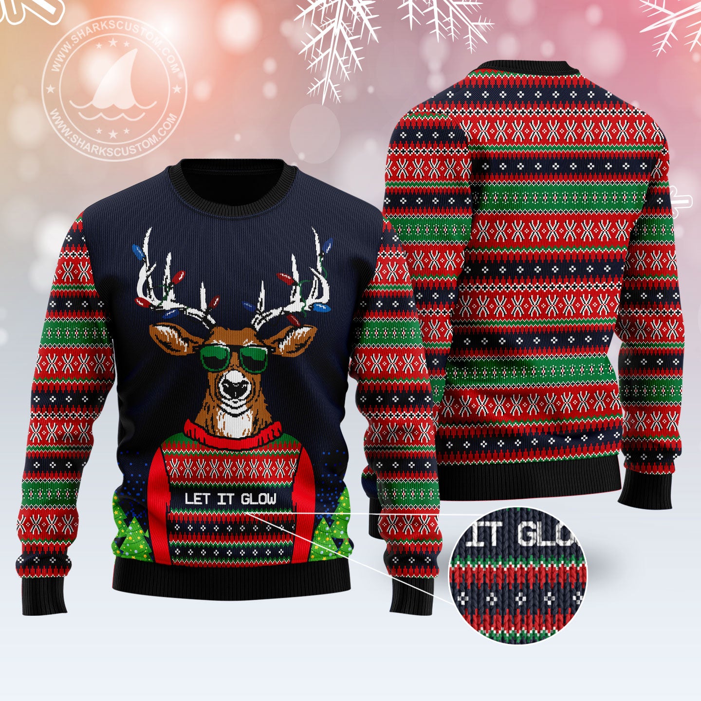 Deer Let It Glow T810 Ugly Christmas Sweater