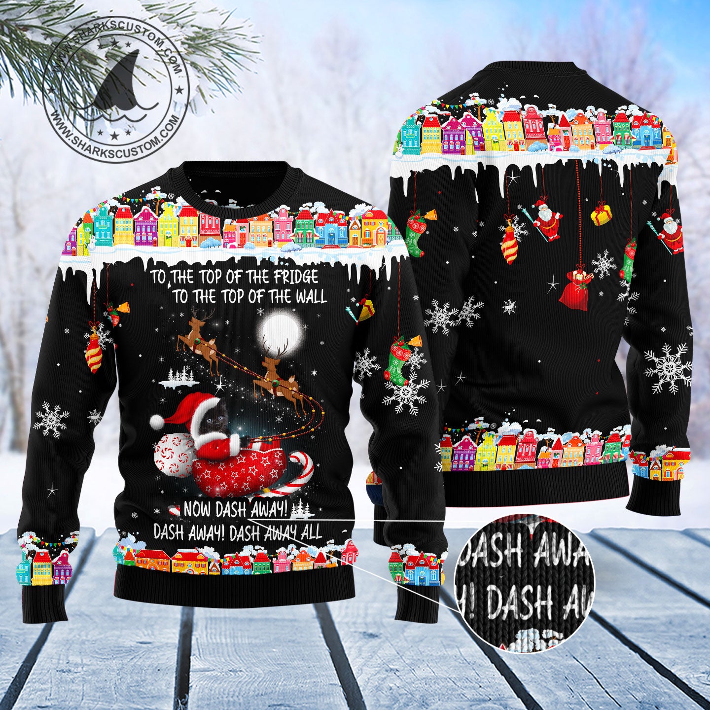 Black Cat Sleigh Christmas T0911 Ugly Christmas Sweater