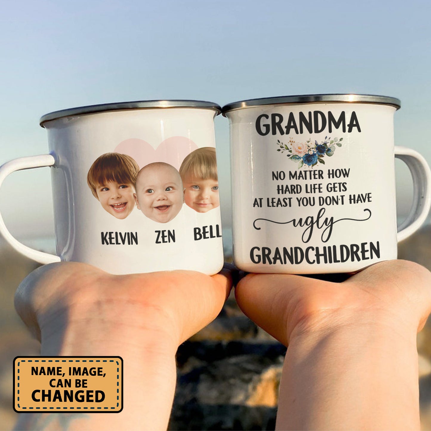 Personalized Funny Grandma Coffee Mug Custom Face No Matter How Hard Life Gets At Least You Do Not Have Ugly Grandchildren Gift For Grandma, New Grandma
