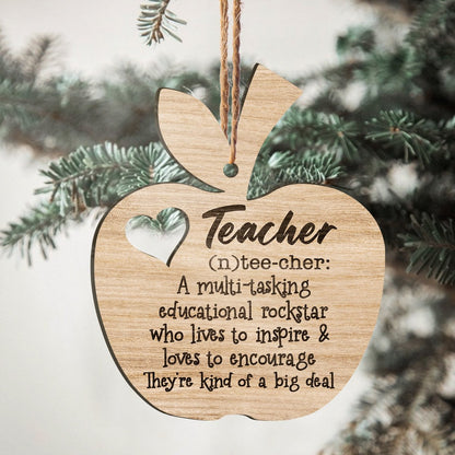 A Multi-tasking Educational Rockstar Teacher Personalizedwitch Printed Wood Christmas Ornament